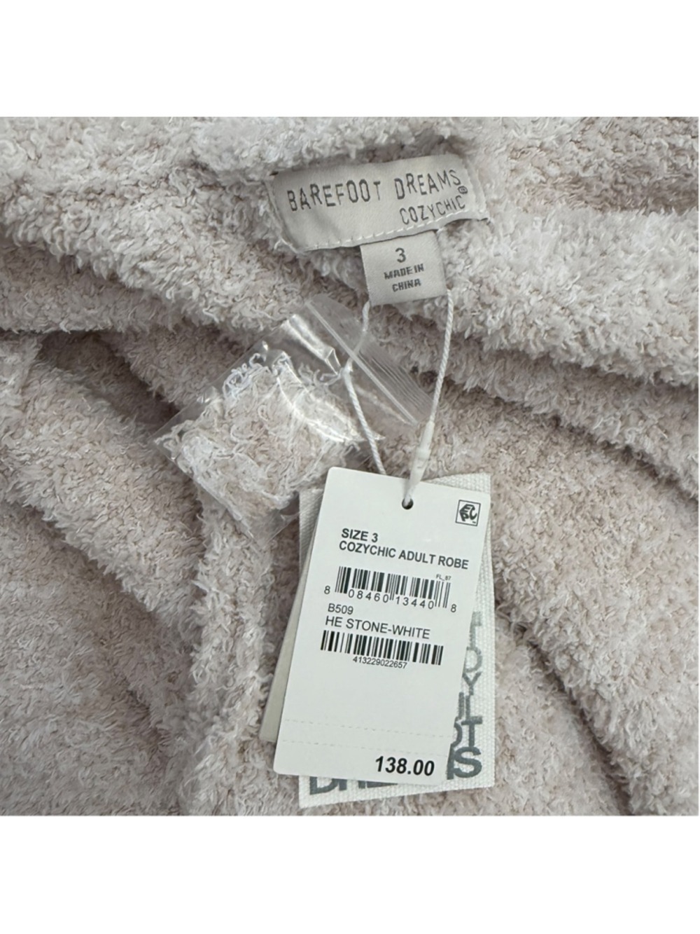 Barefoot Dreams CozyChic Robe Stone White Size 3 1X NWT - Picture 6 of 6
